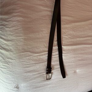 Men’s Classic Brown Leather Belt with silver buckle